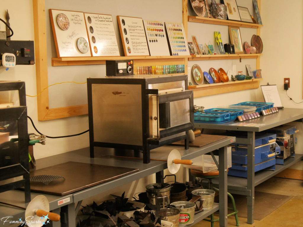 Interior of Gus & Maggie Masters Enameling Studio   @FanningSparks