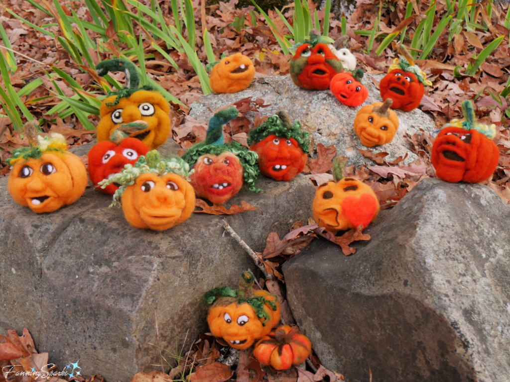 Needle Felted Pumpkins Made by Class at John C Campbell Folk School   @FanningSparks