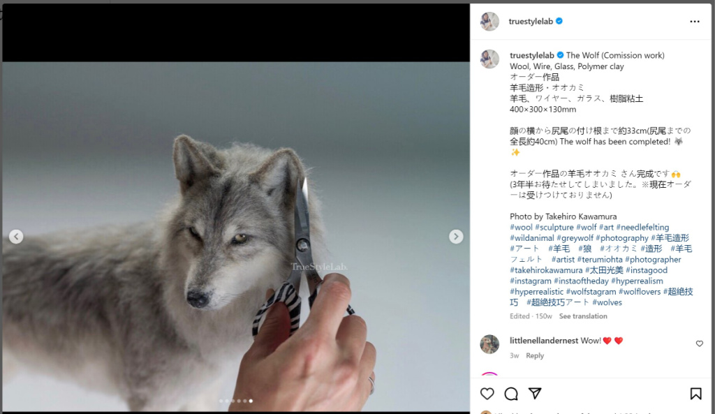 The Wolf Wool Sculpture by True Style Lab – Instagram Screenshot