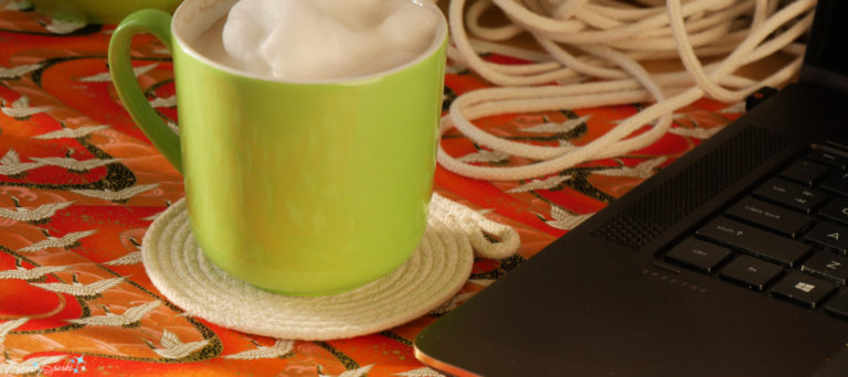 Coffee Cup on Coiled Rope Coaster @FanningSparks