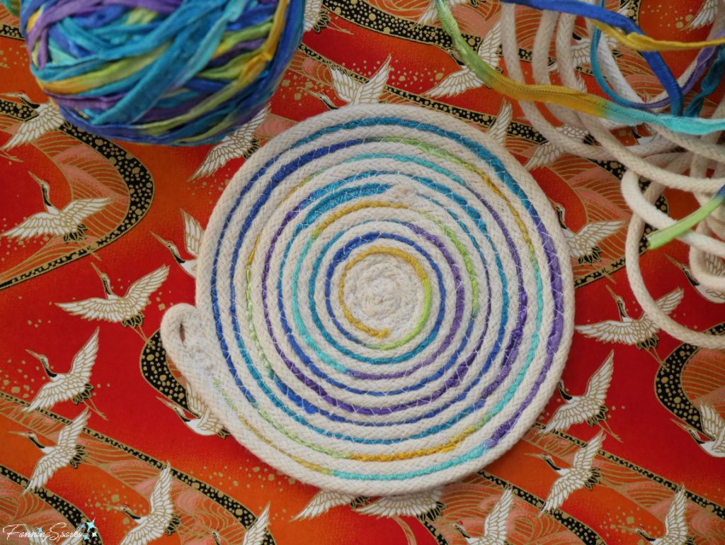 Coiled Rope Coaster with Yarn in Ditch   @FanningSparks