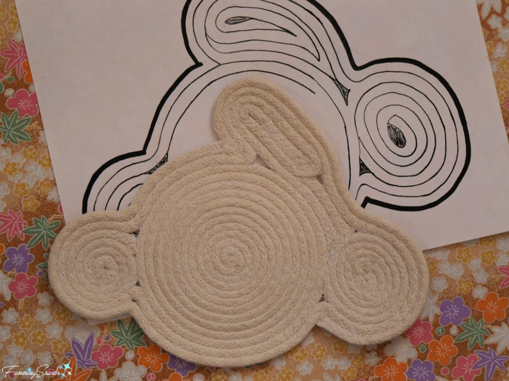 Completed Rabbit-Shaped Rope Coaster on Template   @FanningSparks