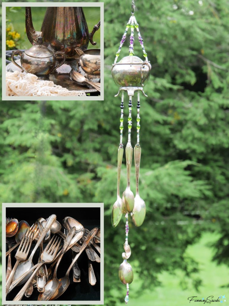 Old Silver Wind Chimes Before and After   @FanningSparks