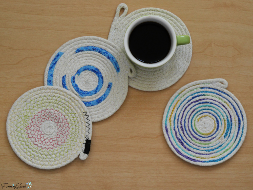 Selection of 4 Coiled Rope Coasters with Espresso @FanningSparks