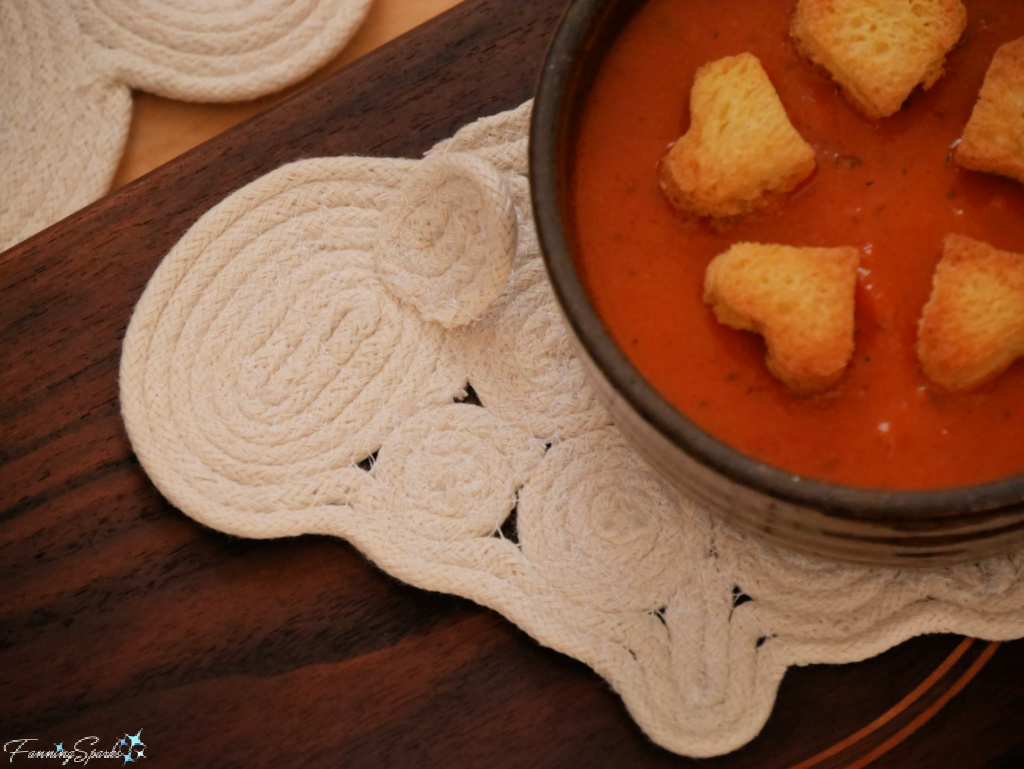 Sheep-Shaped Rope Coaster with Bowl of Tomato Soup   @FanningSparks