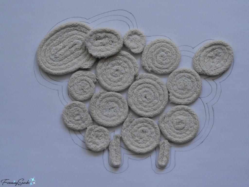 Spiral Parts Placed on Sheep-Shaped Rope Coaster Template   @FanningSparks