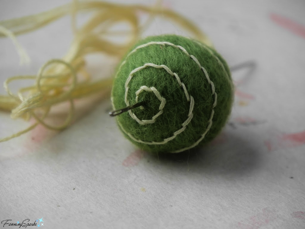 Embroider Spiral Around Felted Wool Ball   @FanningSparks