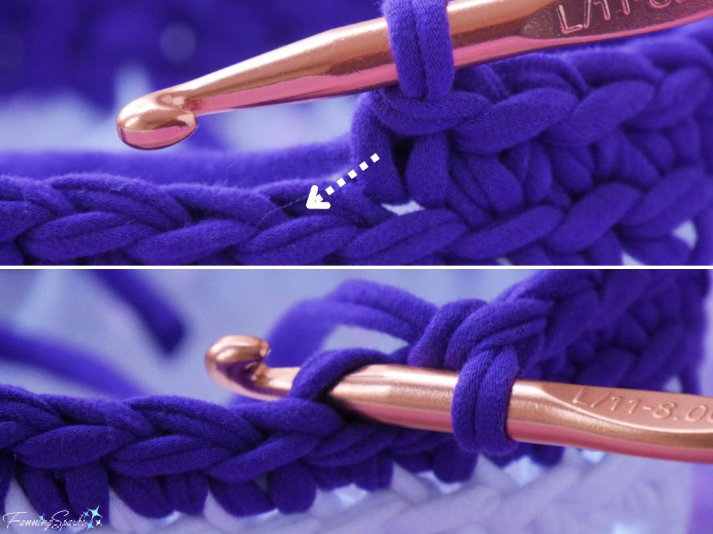 Insert Hook Into Top Strand of Stitch on First Row   @FanningSparks