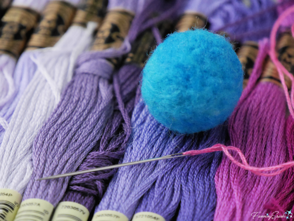 Select Embroidery Floss to Embellish Felted Wool Ball   @FanningSparks