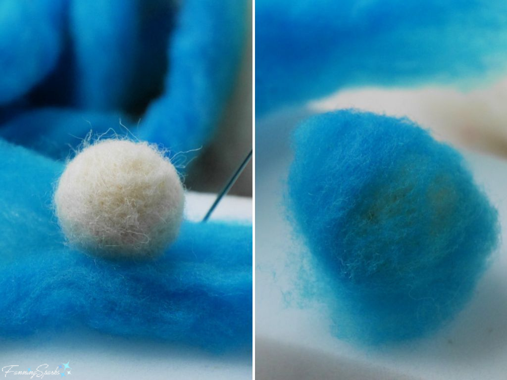 Wrap Base with Dyed Wool Roving for Felted Wool Ball   @FanningSparks