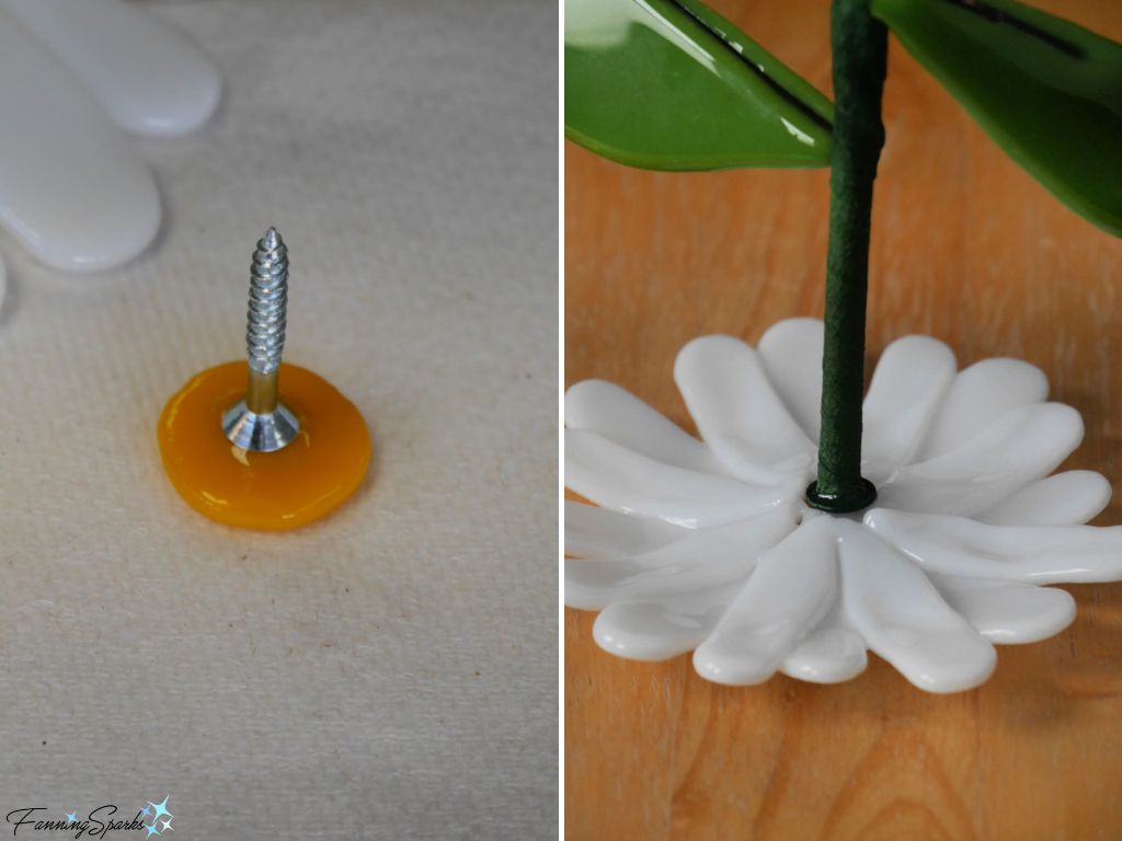 Attaching Glass Flower Head to Stem   @FanningSparks