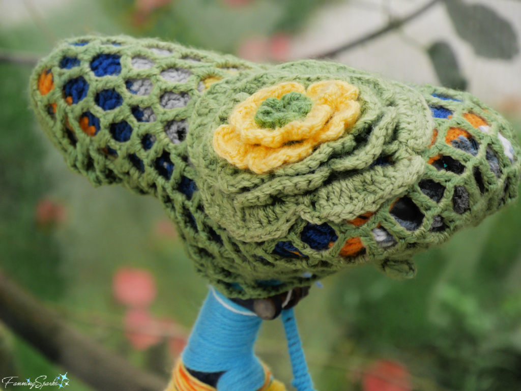 Bicycle Saddle in Crochet Yarn Bomb at Municipal Library of Aveiro Portugal   @FanningSparks   