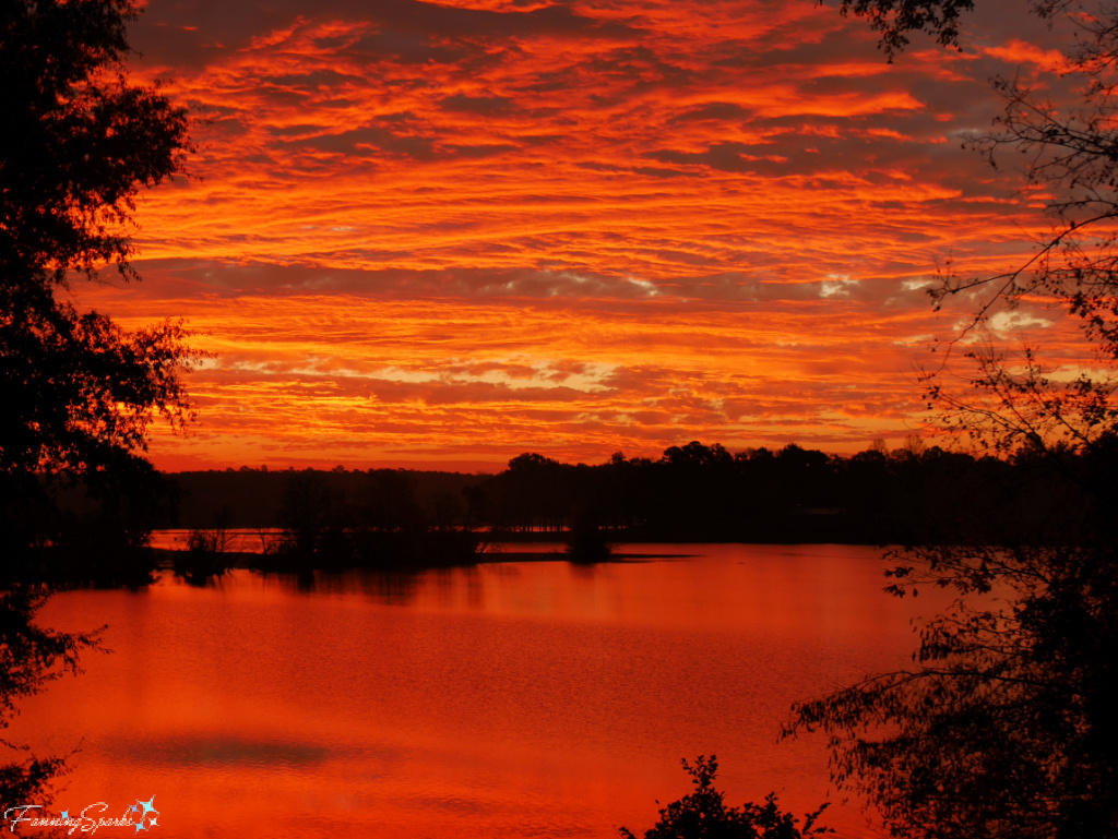 Dramatic Fiery Sunrise on Lake Oconee   @FanningSparks   