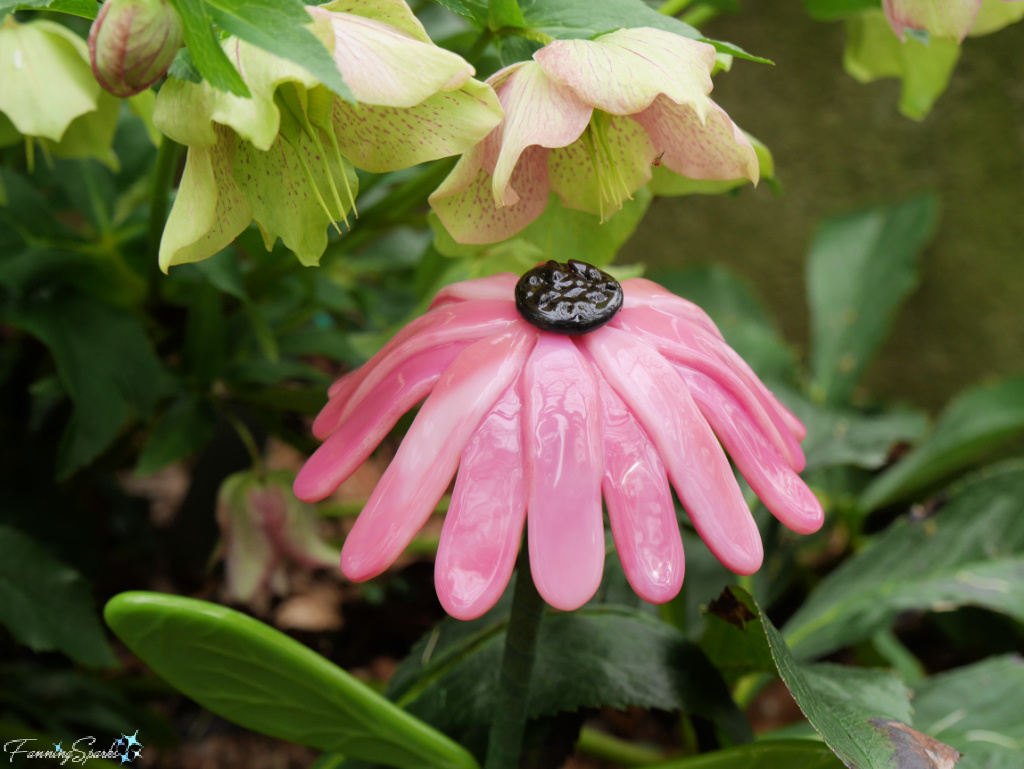 My Fused Glass Coneflower with Hellebores   @FanningSparks