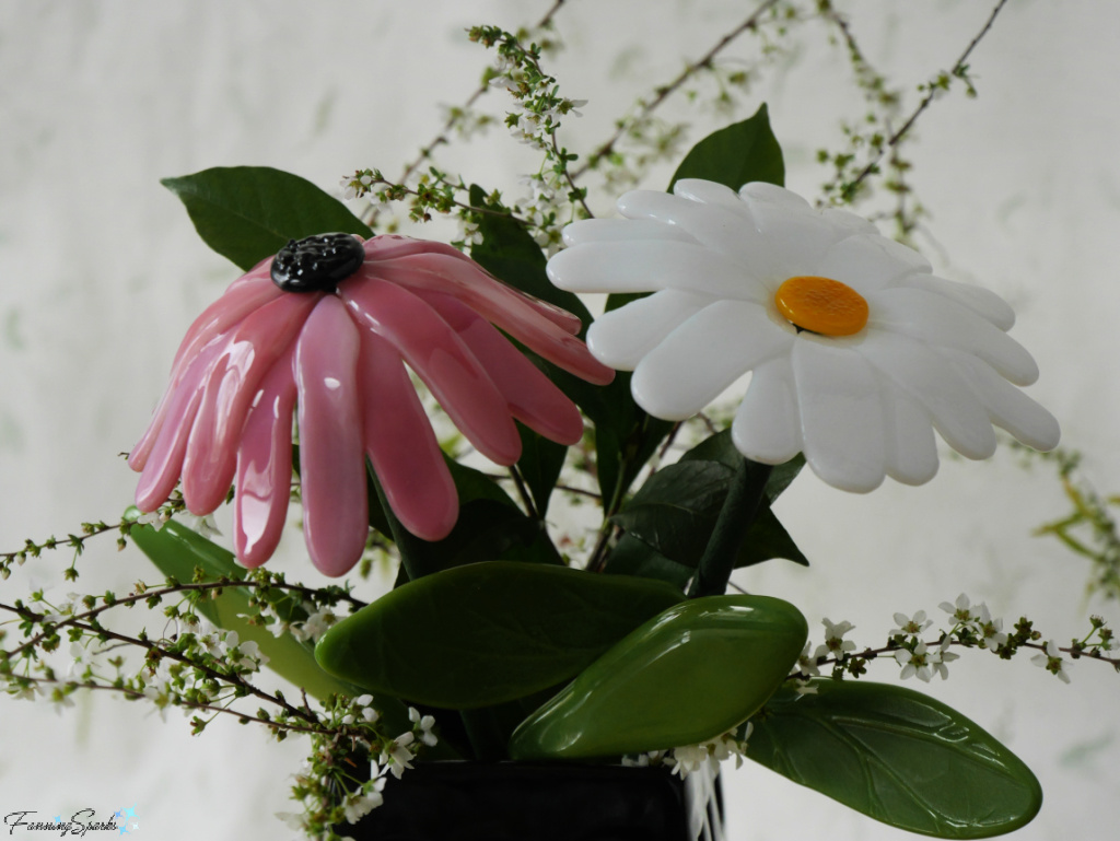 My Fused Glass Daisy and Coneflower in Bouquet   @FanningSparks