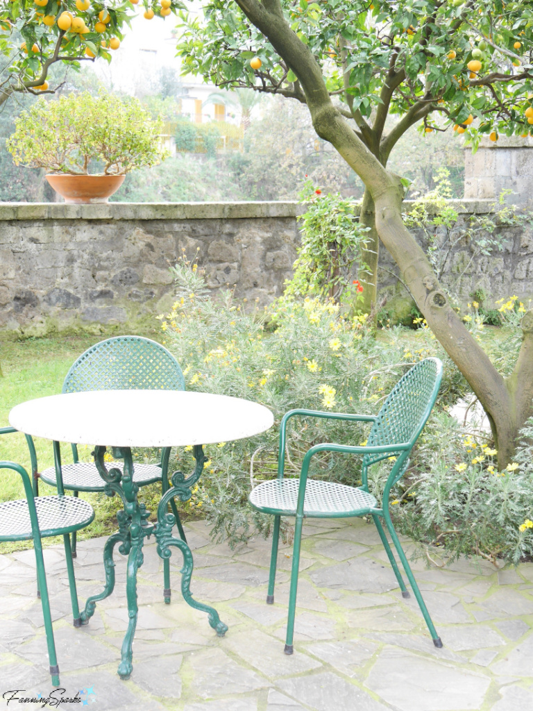 Bistro Seating in Garden in Sorrento Italy   @FanningSparks