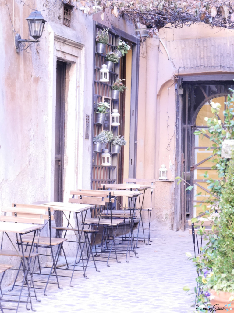 Café in Quiet Alley in Rome Italy   @FanningSparks