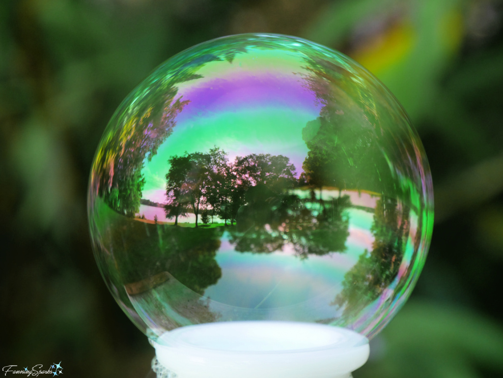 Iridescent Bubble 141 with Reflected Landscape in Bowl   @FanningSparks