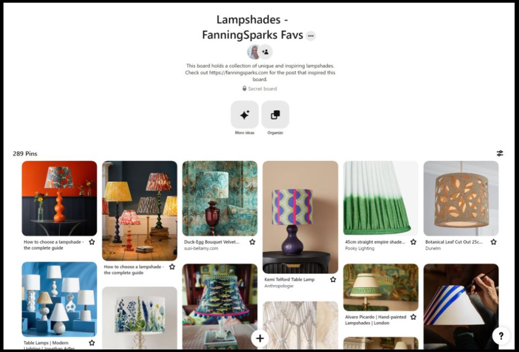 Lampshades - FanningSparks Favs Pinterest Board – Screenshot   @FanningSparks