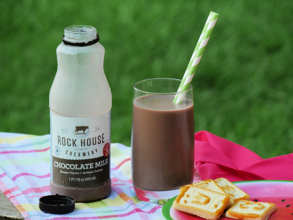 Rock House Creamery’s Chocolate Milk in Glass with Cookies   @FanningSparks