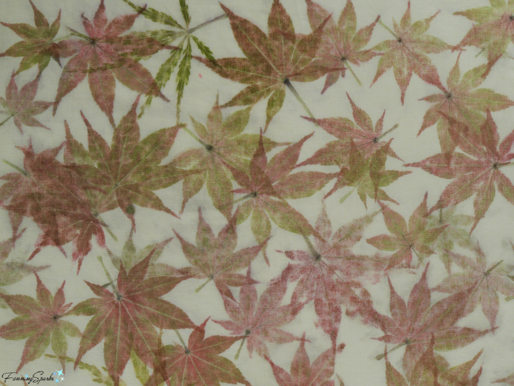 Hammered Japanese Maple Leaves on Scrap Fabric @FanningSparks