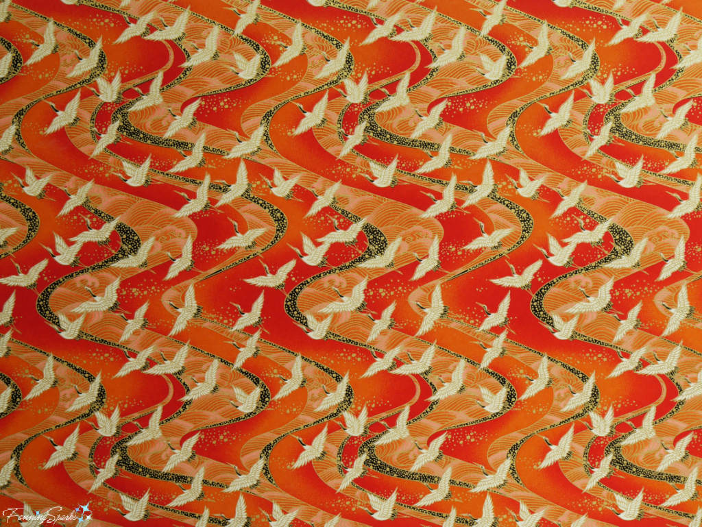 Decorative Paper – Orange and Red with Cranes – from Japan   @FanningSparks