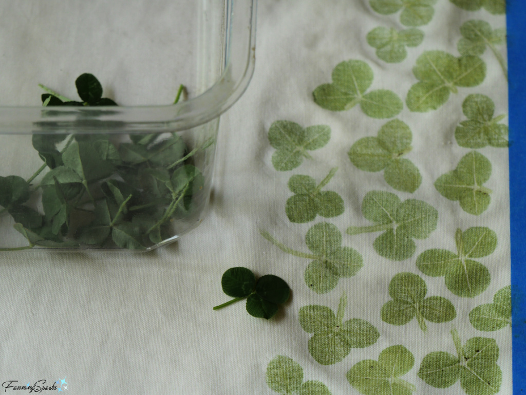 Hammering Clover Leaves onto Cotton Fabric   @FanningSparks