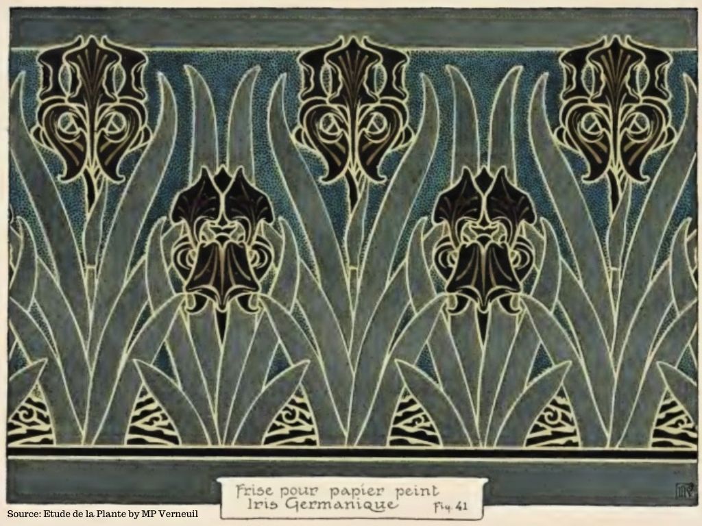 Verneuil Wallpaper Border with Iris Germanique   @FanningSparks