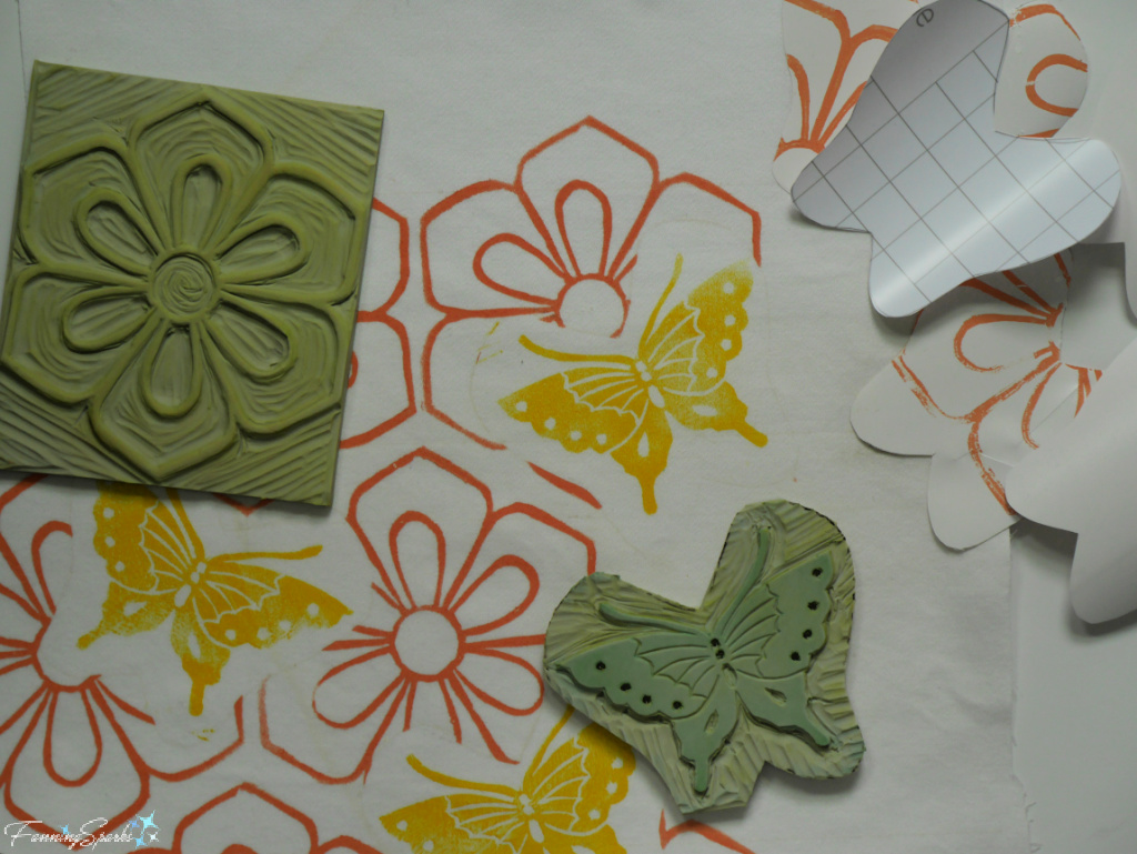 Butterflies Overprinted on Vinyl on Interlocking Flower Motif 1 @FanningSparks