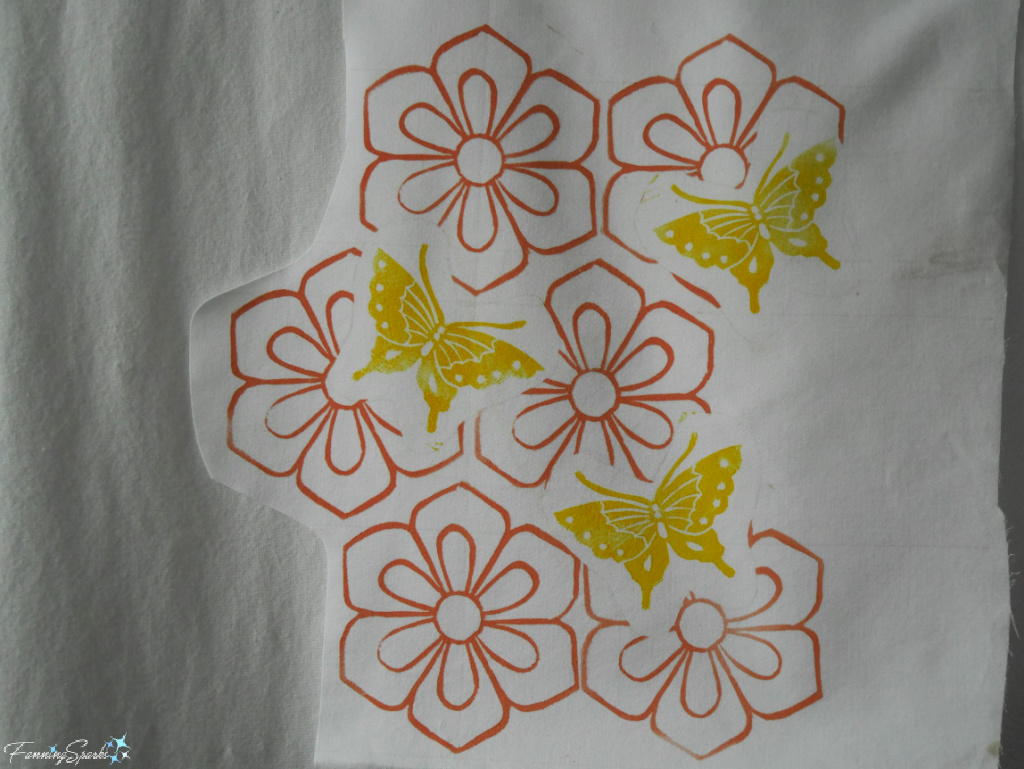 Butterflies Overprinted on Vinyl on Interlocking Flower Motif 2   @FanningSparks