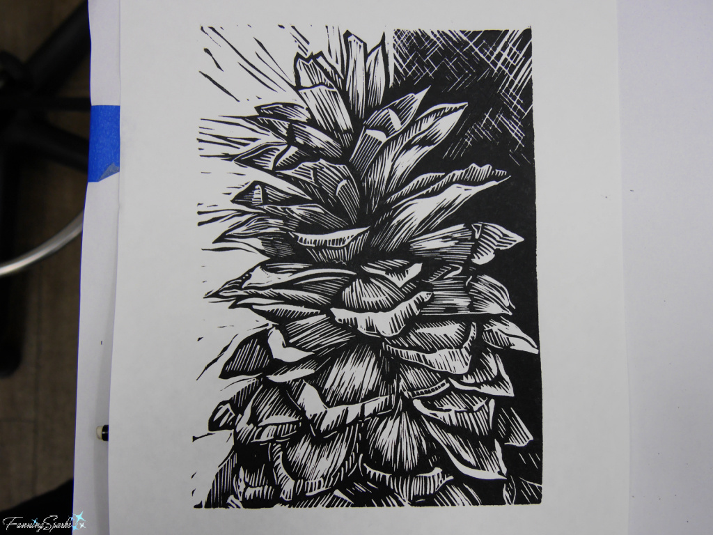 Print of Pine Cone in Donald Martin Demonstration   @FanningSparks