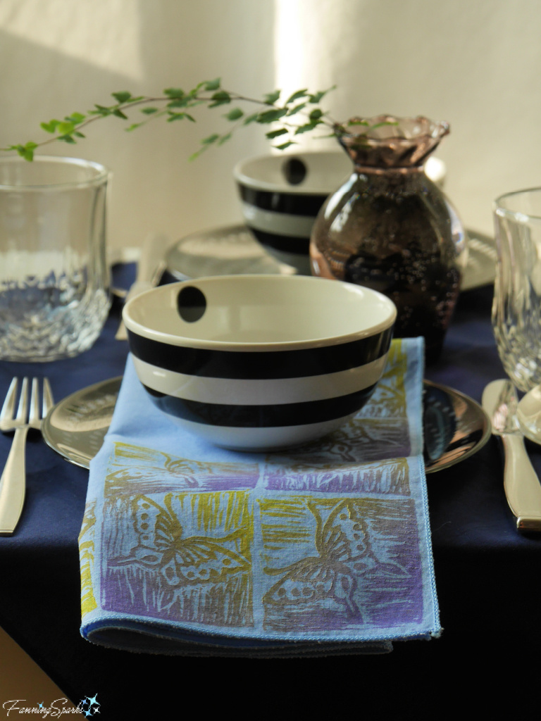 Table Setting with Butterfly Printed Napkin   @FanningSparks