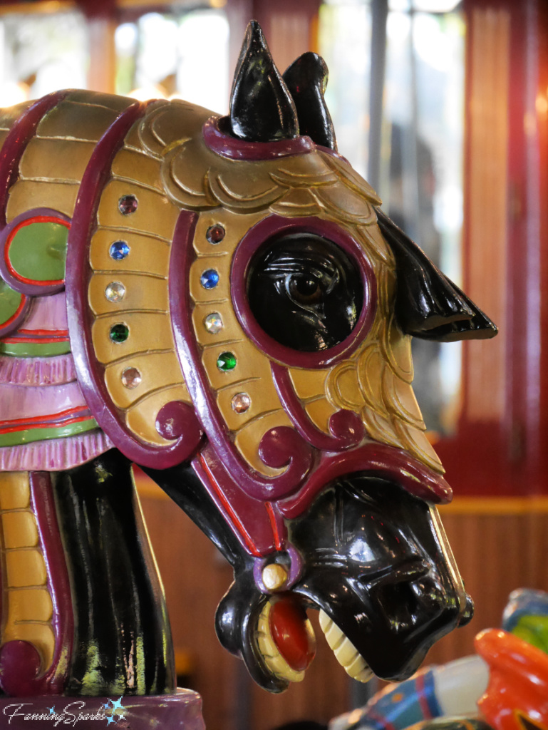 Black Armored Horse Closeup on Grand Carousel in Elysburg PA   @FanningSparks