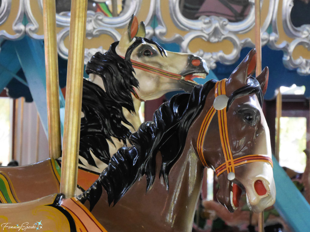 Buff and Brown Horses on Pullen Park Carousel in Raleigh NC   @FanningSparks