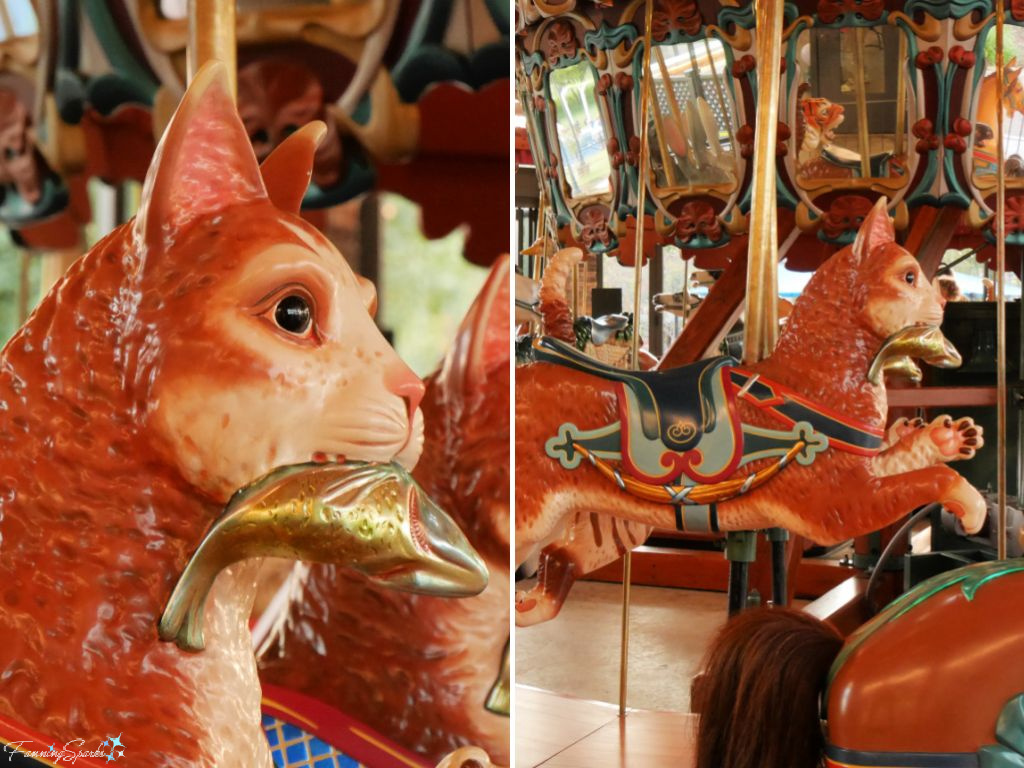 Cat on Burlington Park Carousel in Burlington NC   @FanningSparks