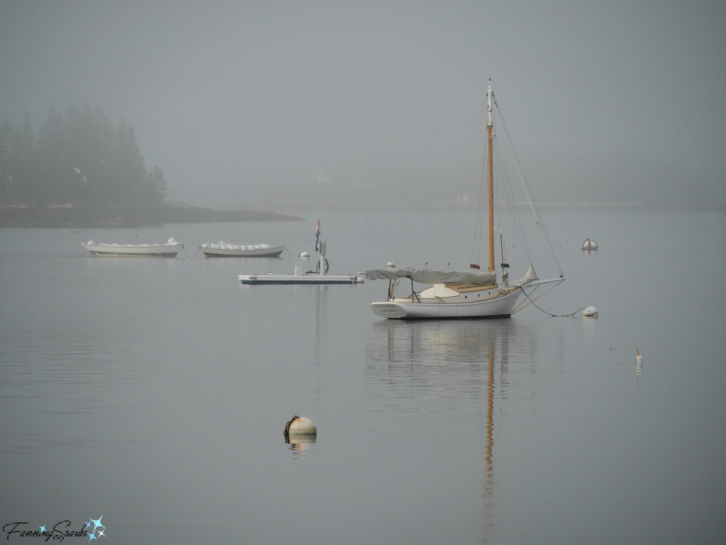 Sailboats in Early Morning Fog in Boothbay Harbor Maine   @FanningSparks