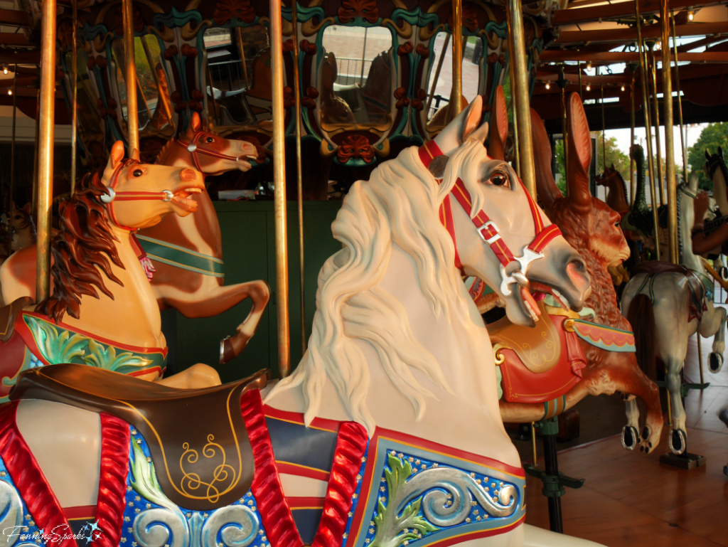 White Horse with Flowing Mane on Burlington Park Carousel in Burlington NC   @FanningSparks