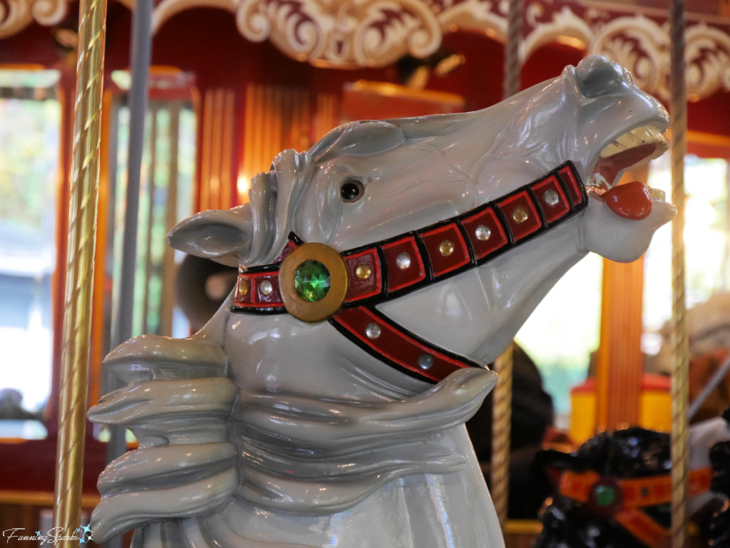 White Horse with Head Extended Closeup on Grand Carousel in Elysburg PA   @FanningSparks