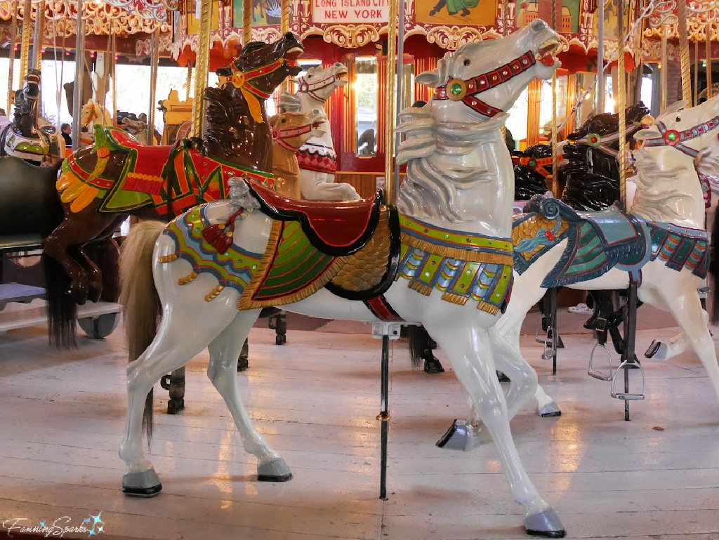 White Horse with Head Extended on Grand Carousel in Elysburg PA   @FanningSparks