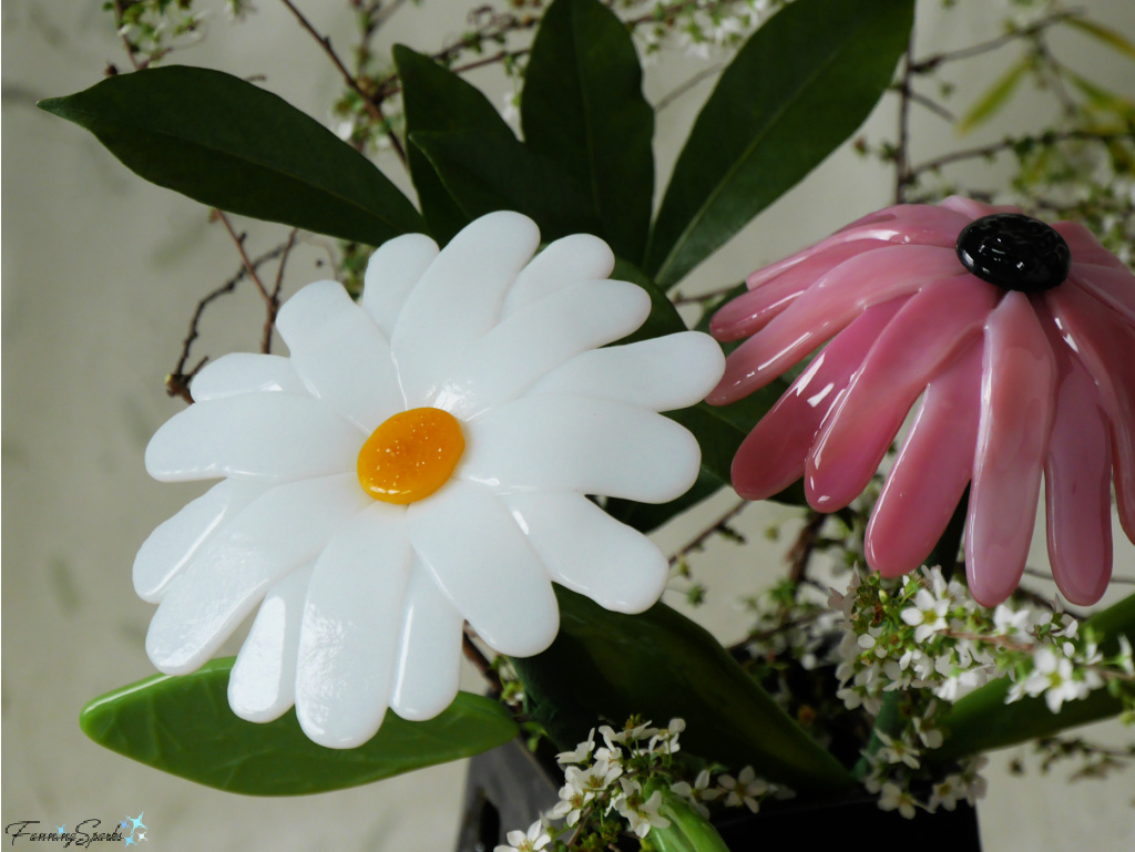 Fused Glass Daisy and Coneflower   @FanningSparks