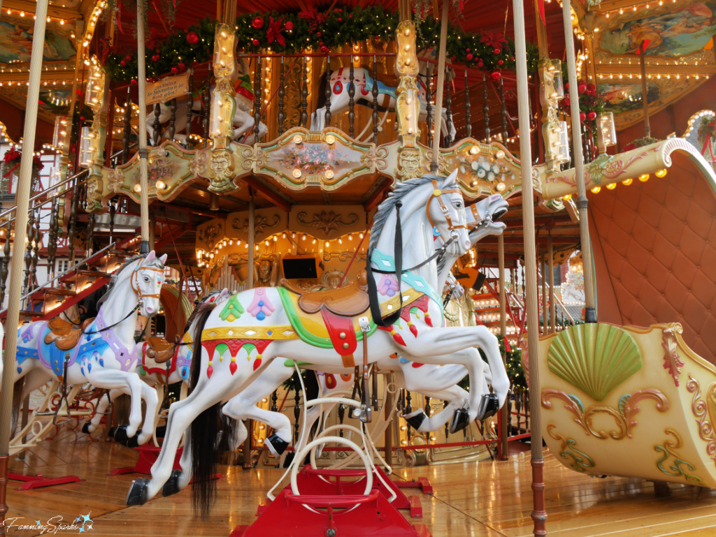 Horses on Two-Tier Vintage Carousel at Frankfurt Christmas Market   @FanningSparks