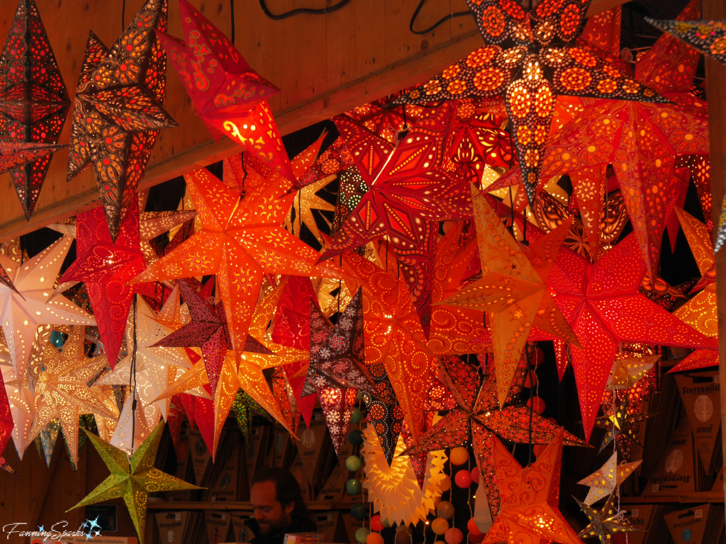 Market Stall Selling Paper Stars at Frankfurt Christmas Market   @FanningSparks