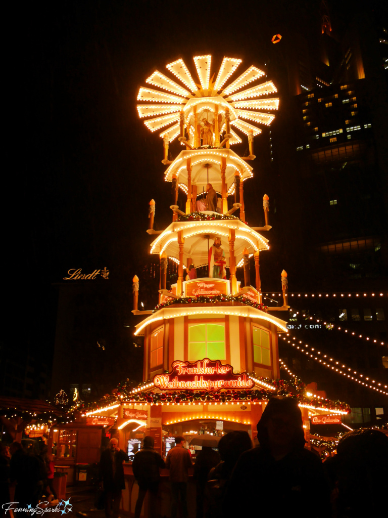 Three-Tier Christmas Pyramid at Night at Frankfurt Christmas Market   @FanningSparks