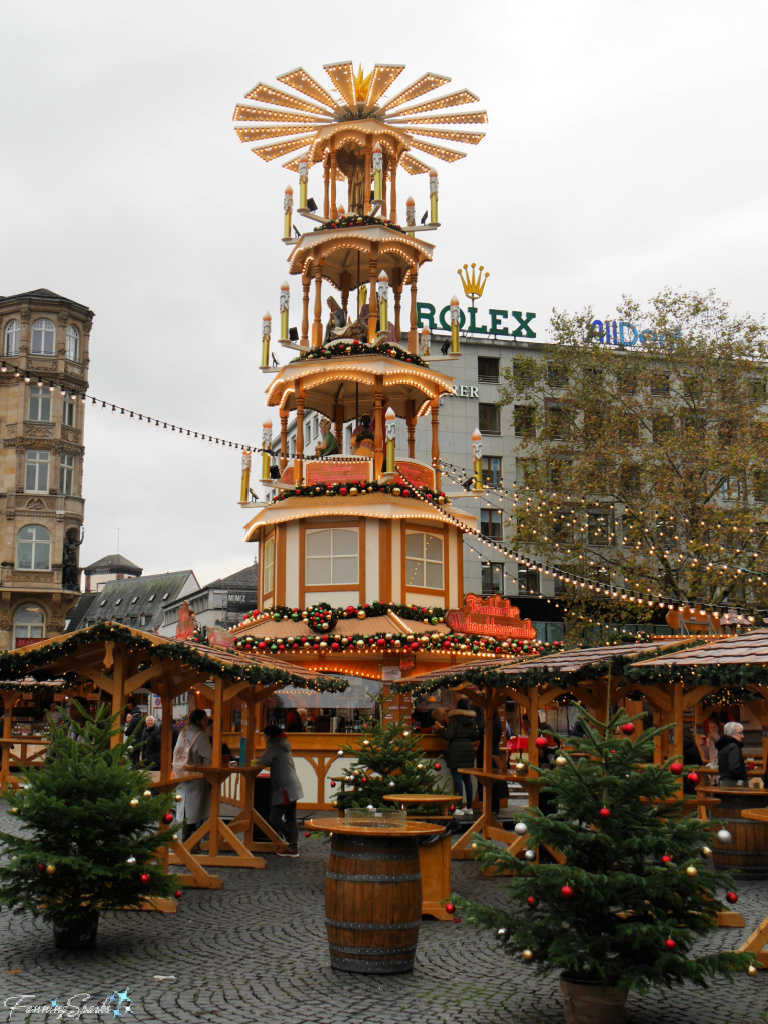 Three-Tier Christmas Pyramid in Daylight at Frankfurt Christmas Market   @FanningSparks