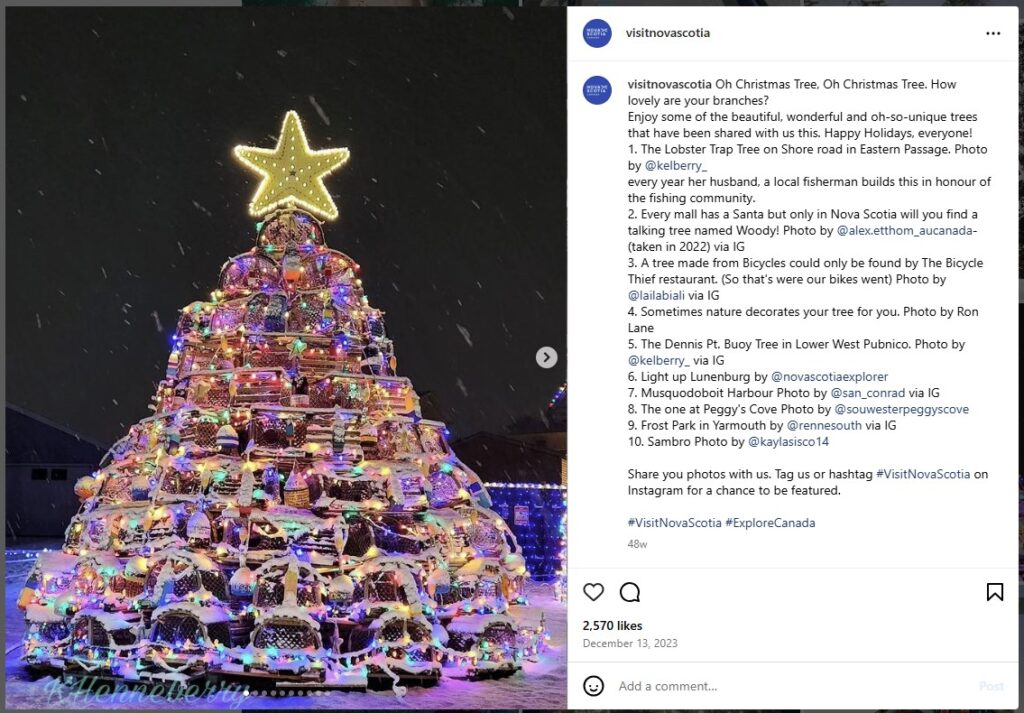 Visit Nova Scotia - Lobster Trap Christmas Trees - Instagram Post