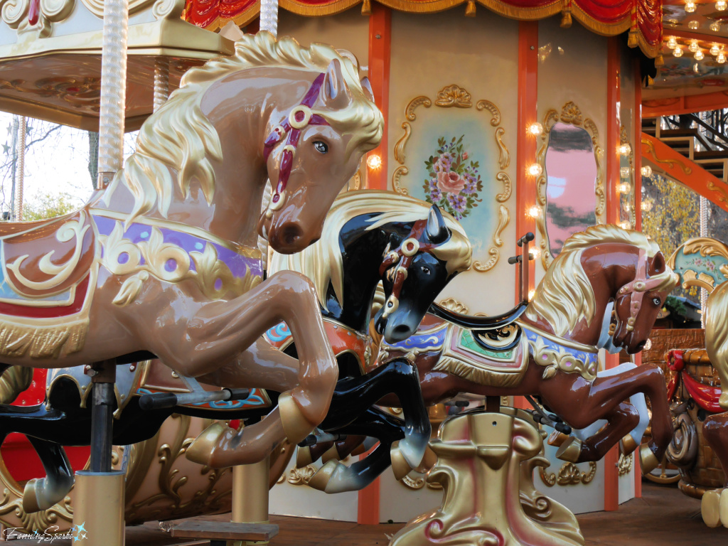 Two White Horses on Burlington Dentzel Carousel   @FanningSparks