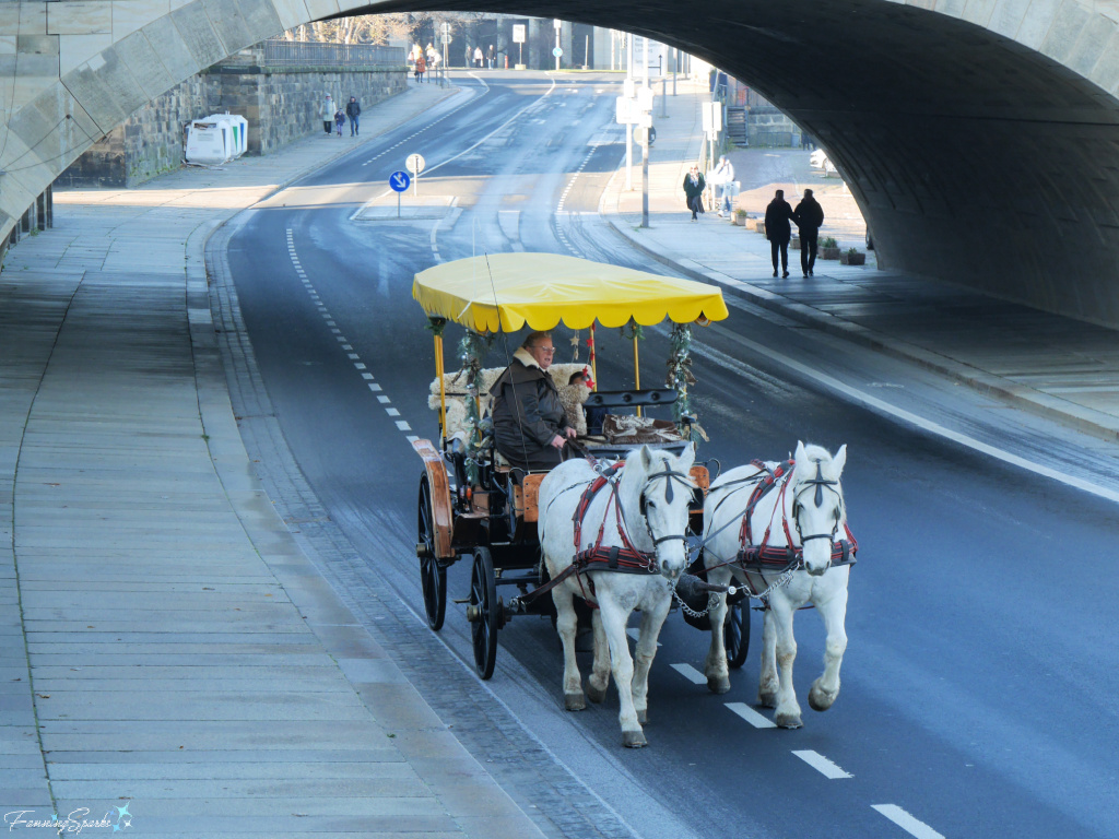 Horse-Drawn Carriage Along Elbe River in Dresden Germany   @FanningSparks