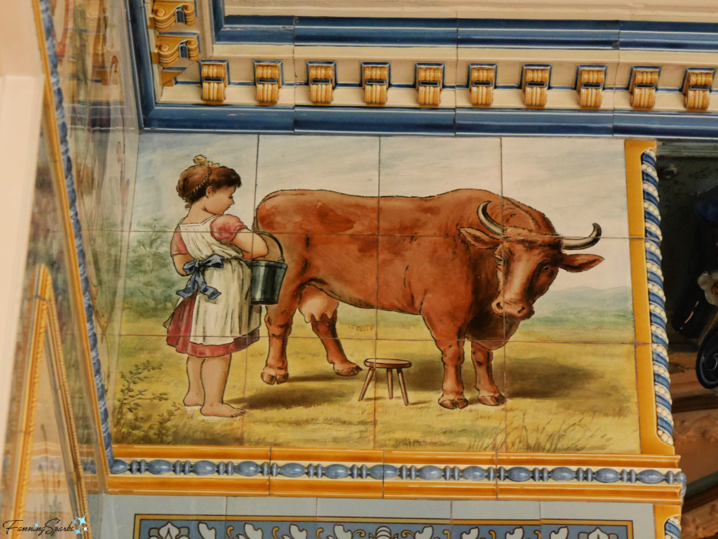 Tile with Maiden and Cow in Pfund Dairy Shop in Dresden Germany   @FanningSparks