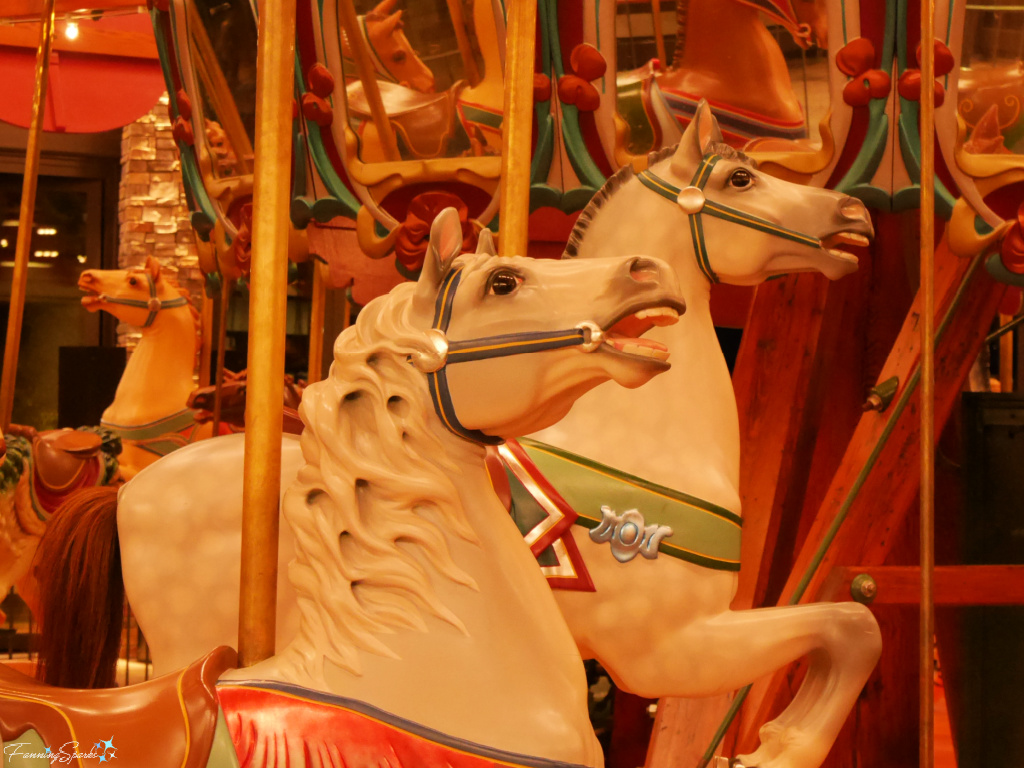 Two White Horses on Burlington Dentzel Carousel   @FanningSparks