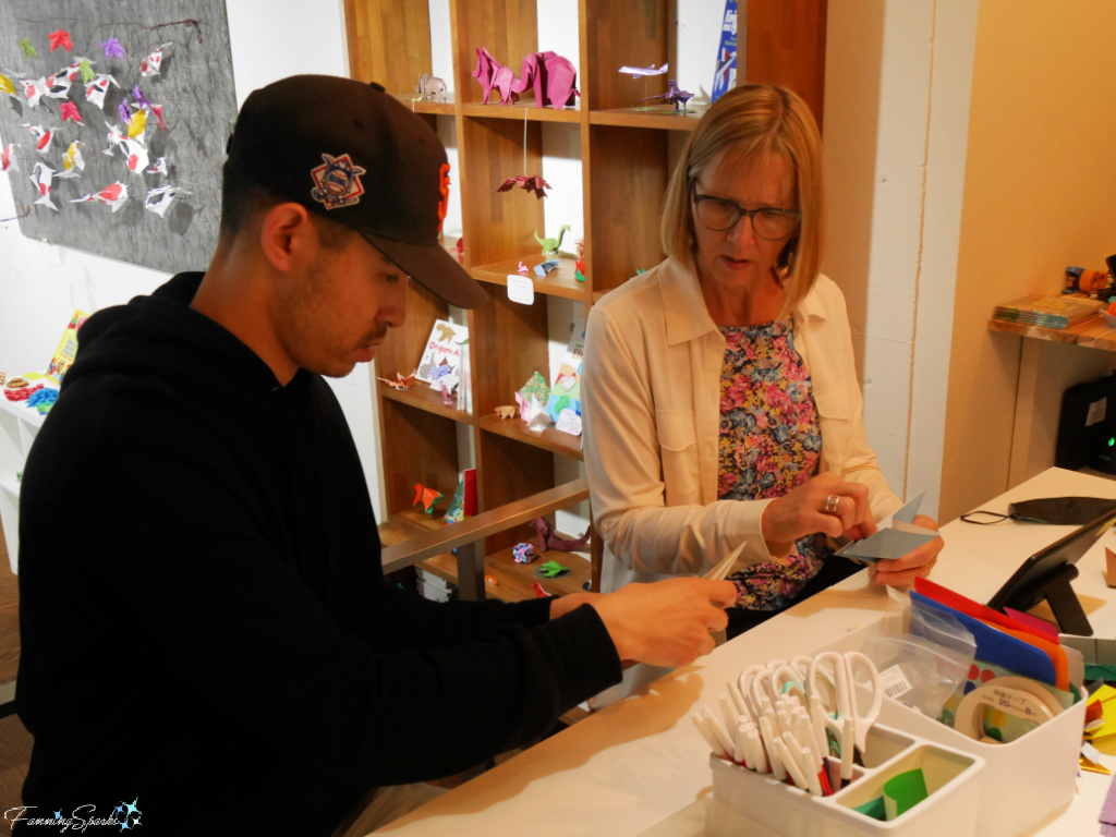 Marian with Origami Instructor at Taro’s Origami Studio in Tokyo Japan   @FanningSparks